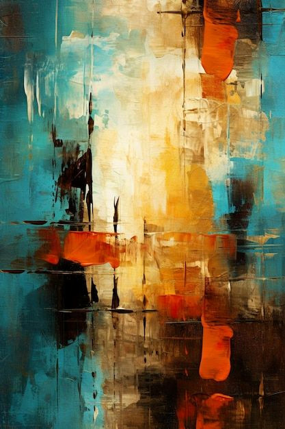 Stunning Blue Orange Abstract Art