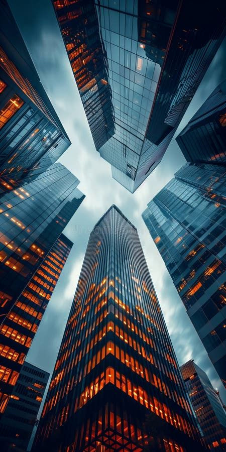 Urban Skyscraper Oasis from Down Below