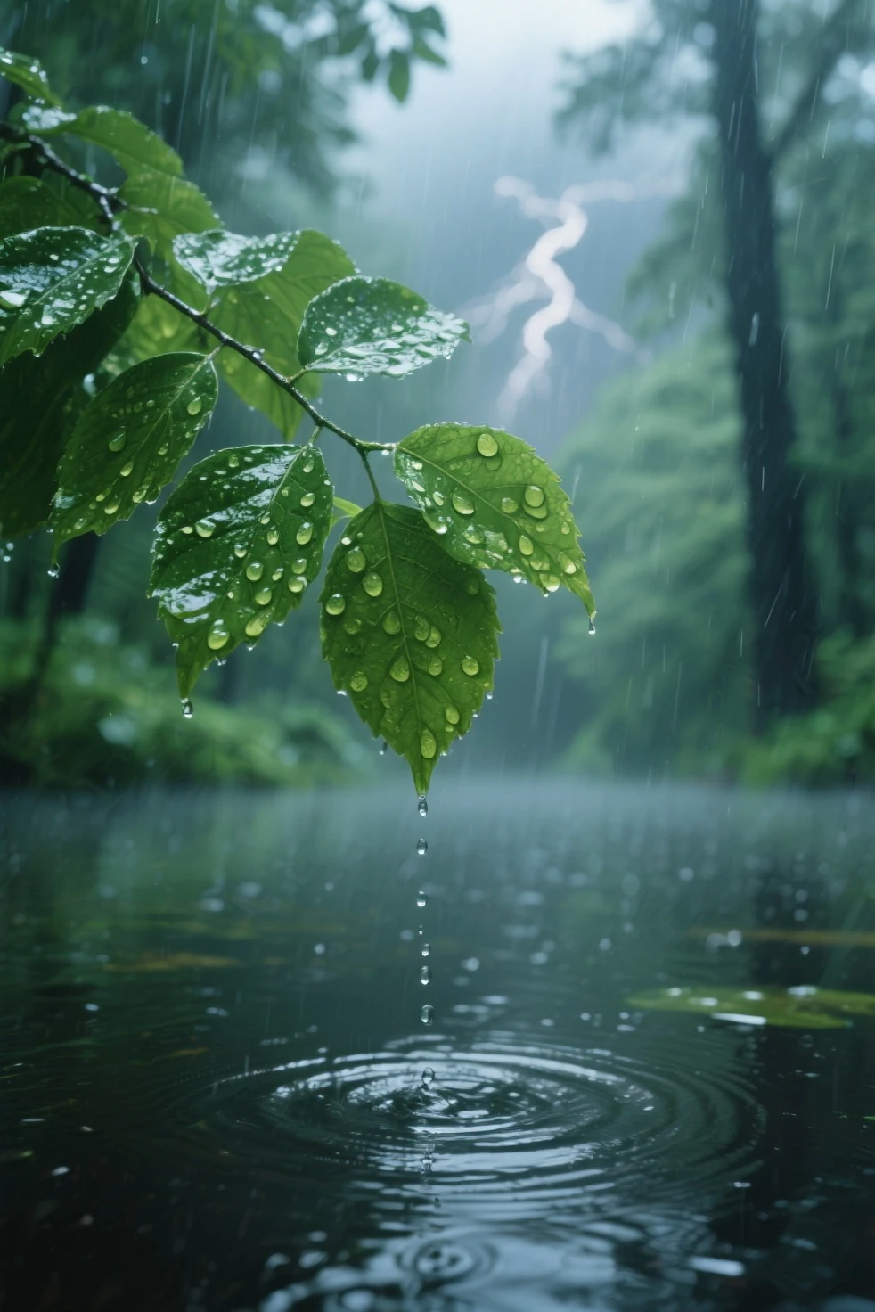 Serenity Found: Calming Rain & Leaves in the Forest